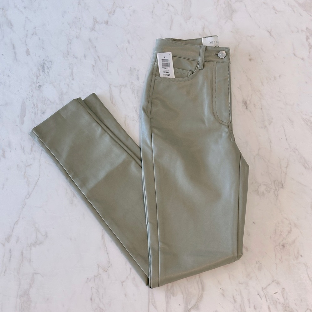 Aritzia Wilfred Melina Skinny Bitter Sage Vegan Leather Pants Size 00